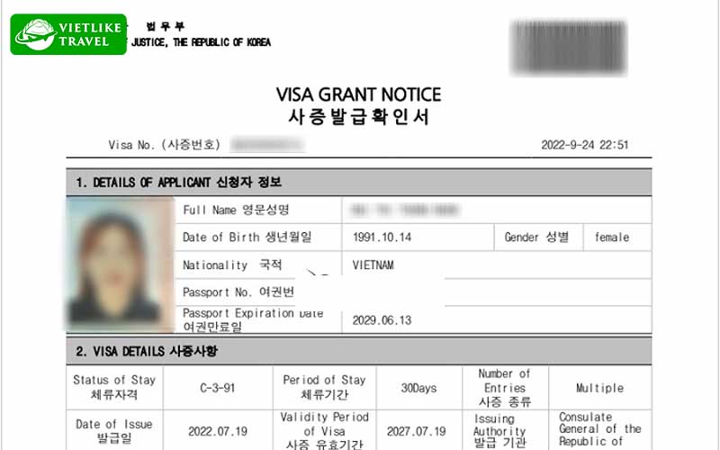 Visa du lịch Hàn Quốc bảo lãnh